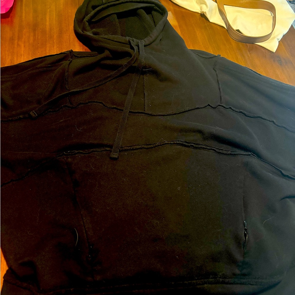 ALO Yoga L Black Hoodie with Distressed Detail